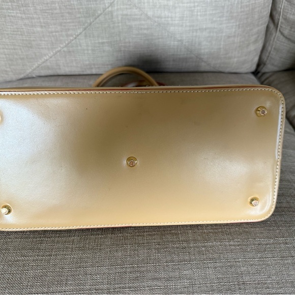 Arcadia Blue and Tan Satchel with Glossy Finish - Picture 5 of 5